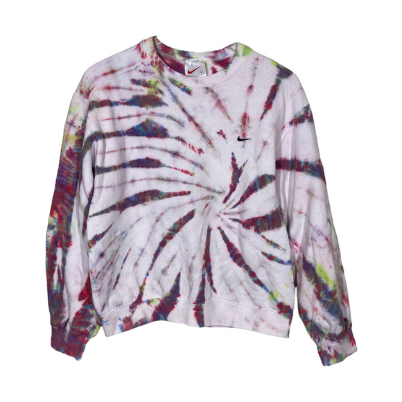 Nike Tops - Vintage Nike Custom Tie Dye Sweatshirt Medium Embroidered Swoosh Logo White